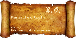 Marischek Opika névjegykártya